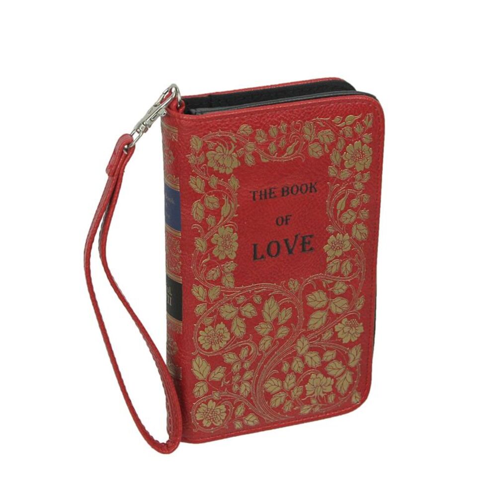 Red and Gold Book of Love Wallet ID Holder Snap Close Novelty Fashion Wristlet